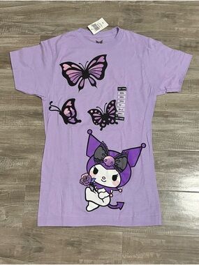 ! NEW ! Women’s Cute Purple Butterfly Kuromi Sanrio Hello Kitty Hot Topic shirt